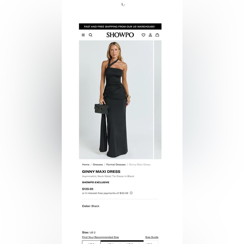 Showpo Black One-Shoulder Maxi Dress - Picture 9 of 9